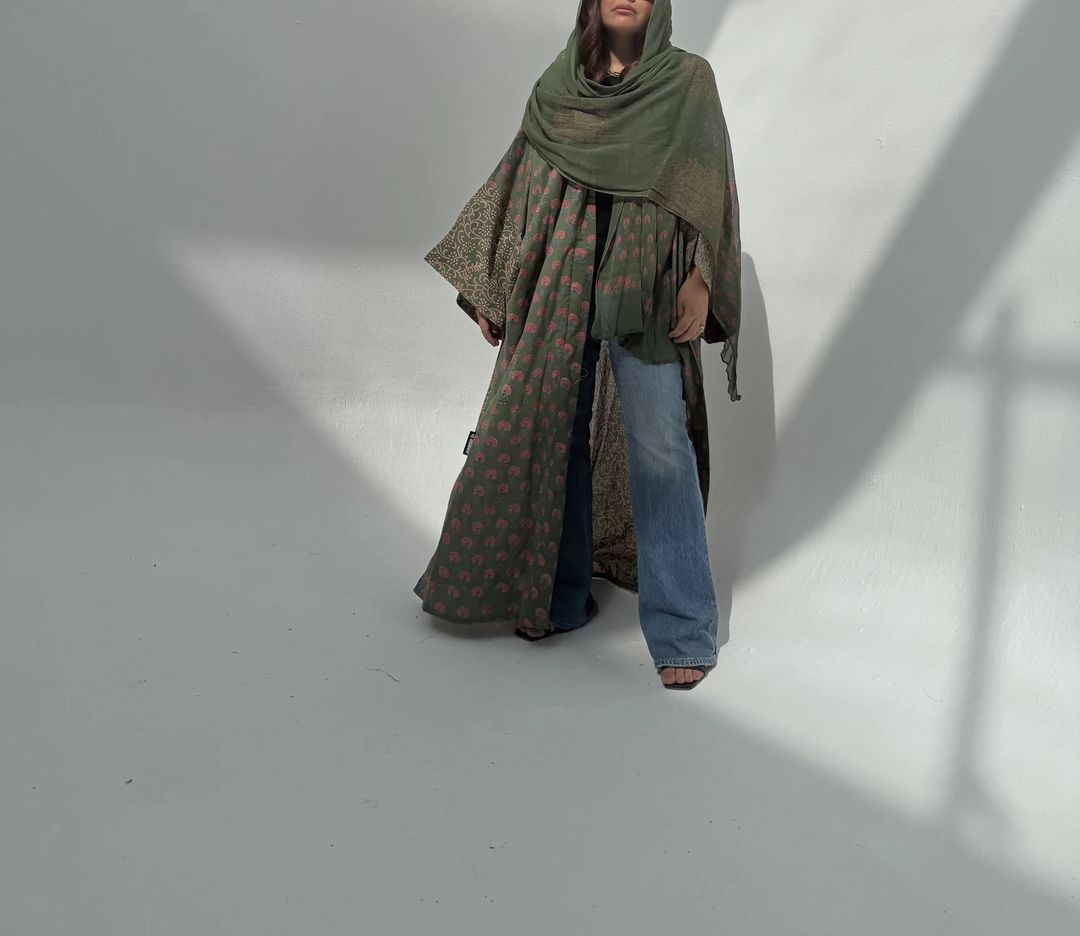 Cotton Abaya w Cotton Tarha E28 - 5