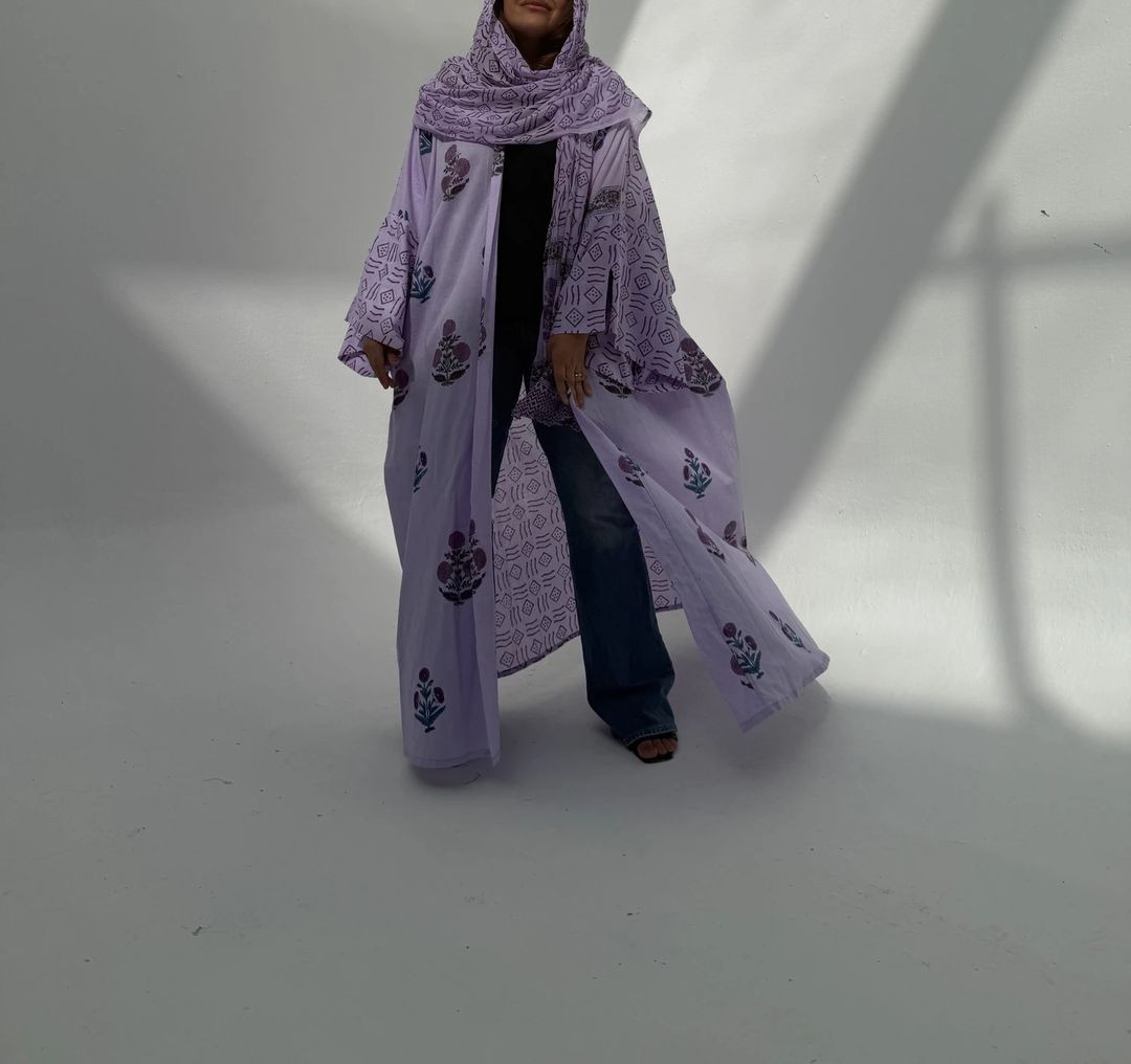 Cotton Abaya w Cotton Tarha E26 - 4