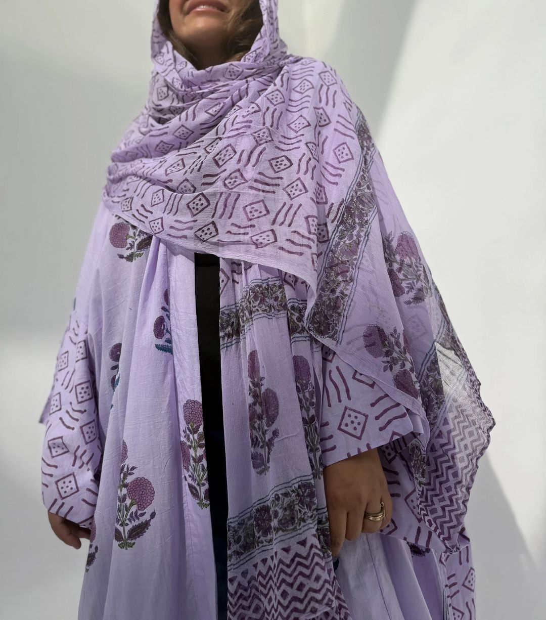 Cotton Abaya w Cotton Tarha E26 - 2