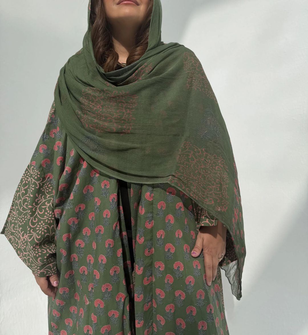 Cotton Abaya w Cotton Tarha E28 - 6