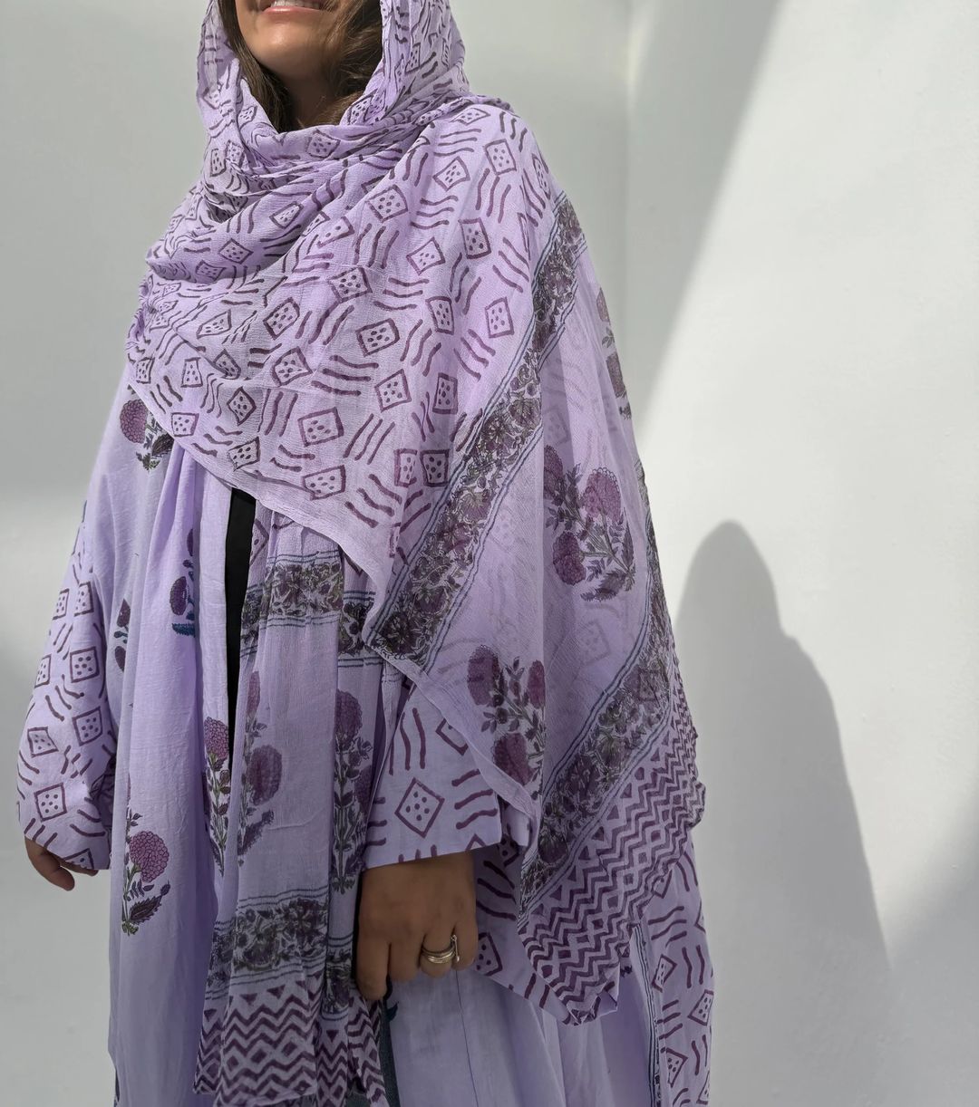 Cotton Abaya w Cotton Tarha E26 - 7