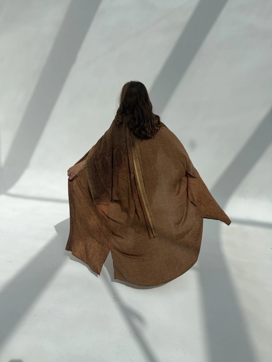 Crepe-Silk Abaya w Chiffon Tarha E14 - 2