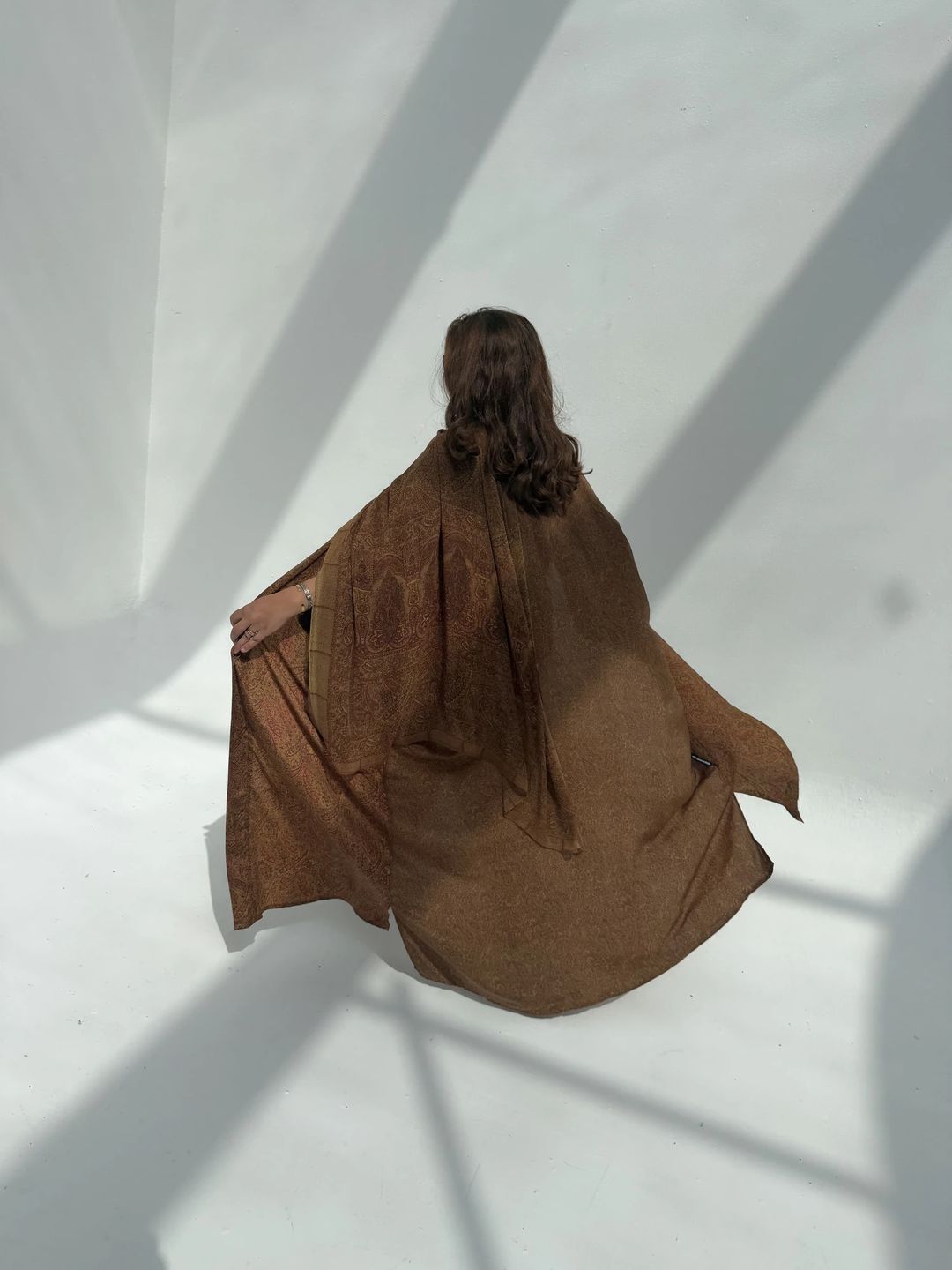 Crepe-Silk Abaya w Chiffon Tarha E14 - 7