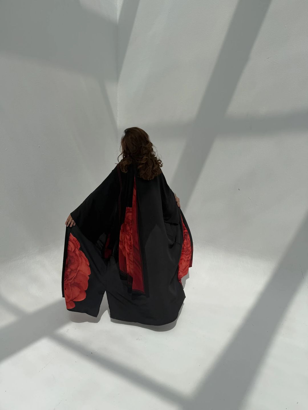 Crepe-Silk Abaya w Chiffon Tarha E8 - 13