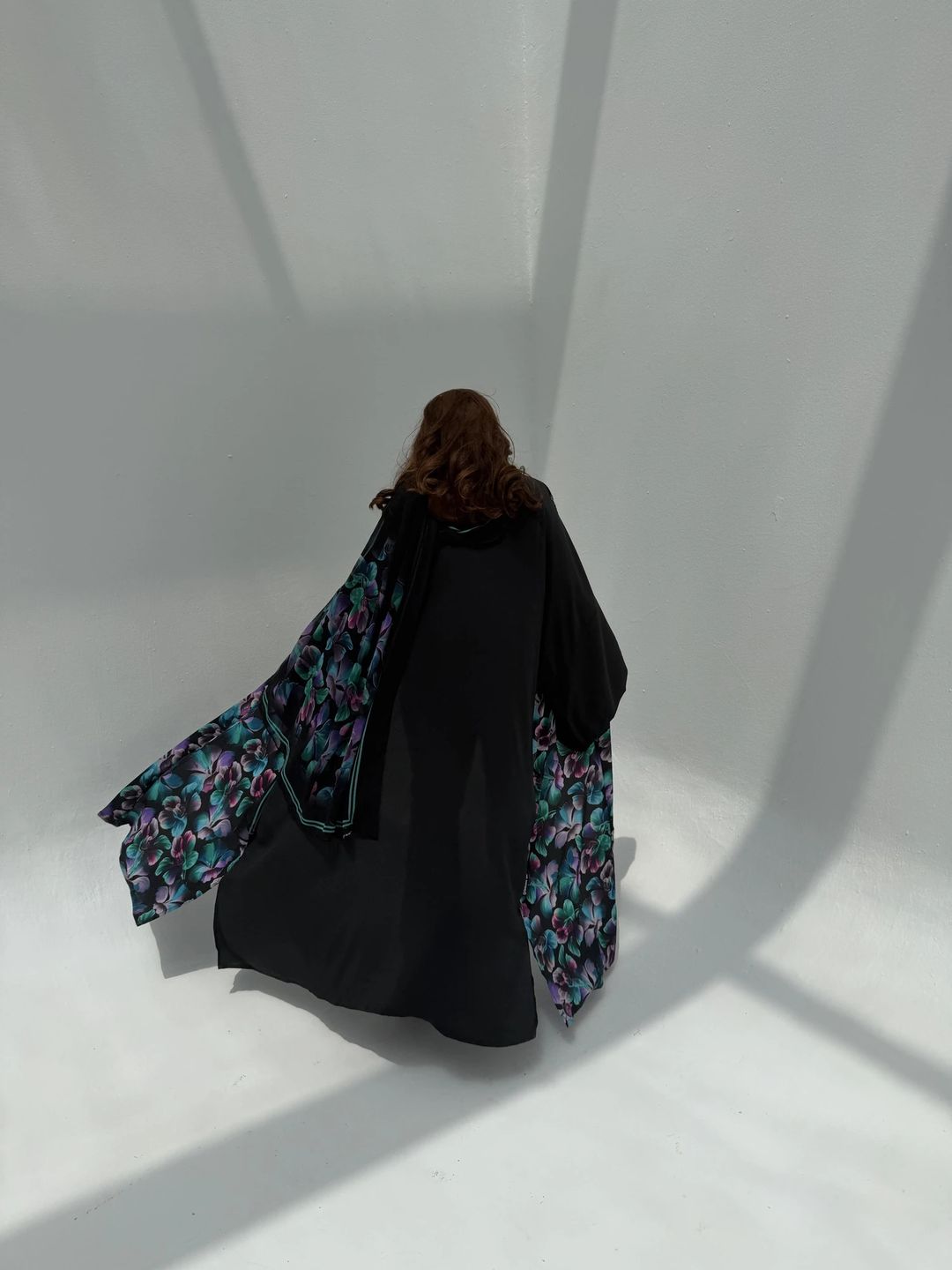 Crepe-Silk Abaya w Chiffon Tarha E3 - 8