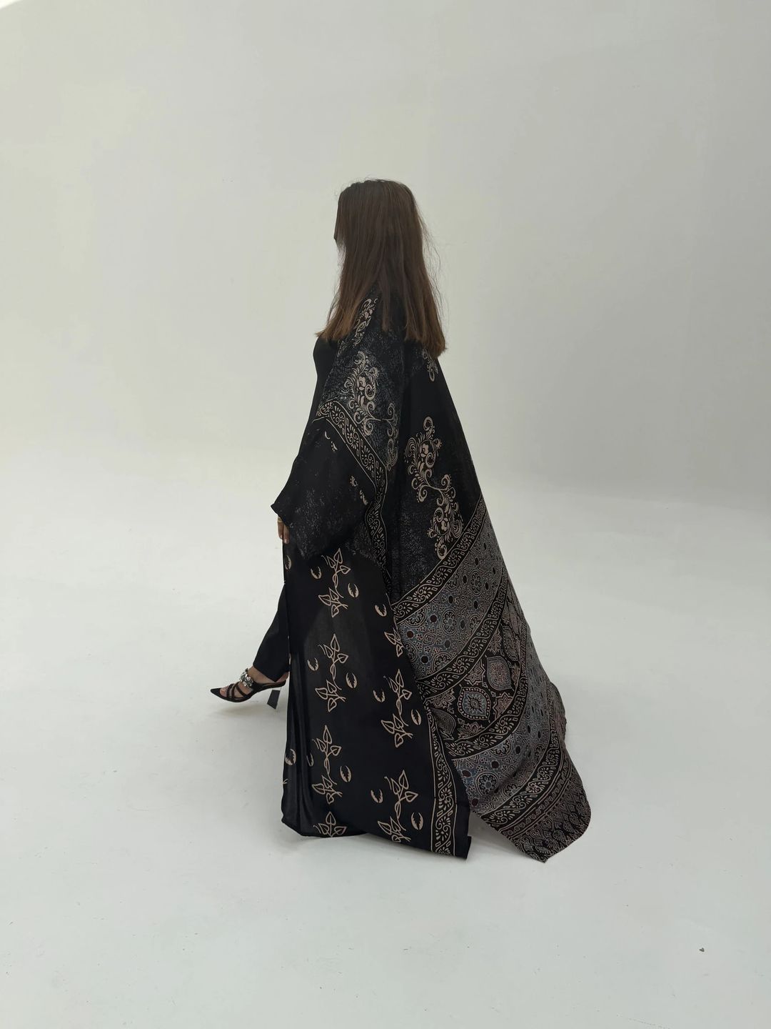 Bisht Pure Silk Handblock Abaya A6 - 10