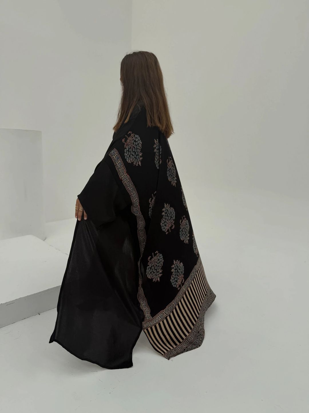 Bisht Pure Silk Handblock Abaya A10 - 8