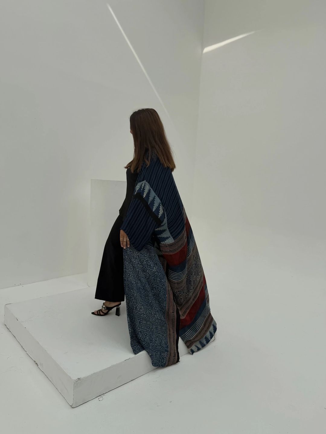 Bisht Pure Silk Handblock Abaya A8 - 8
