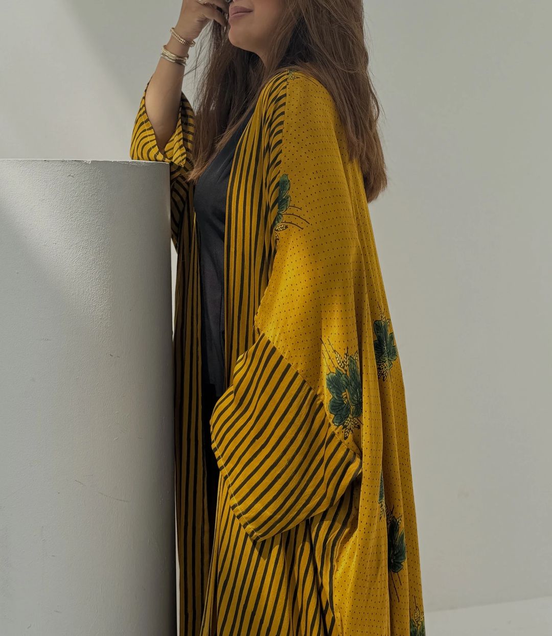 Bisht Pure Silk Handblock Abaya A15 - 3