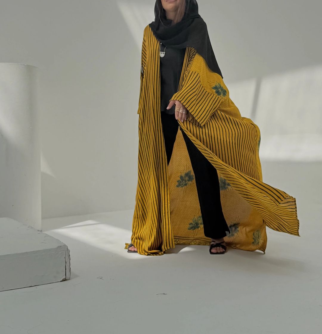 Bisht Pure Silk Handblock Abaya A15 - 10
