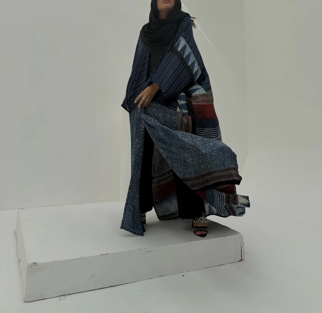 Bisht Pure Silk Handblock Abaya A8 - 12