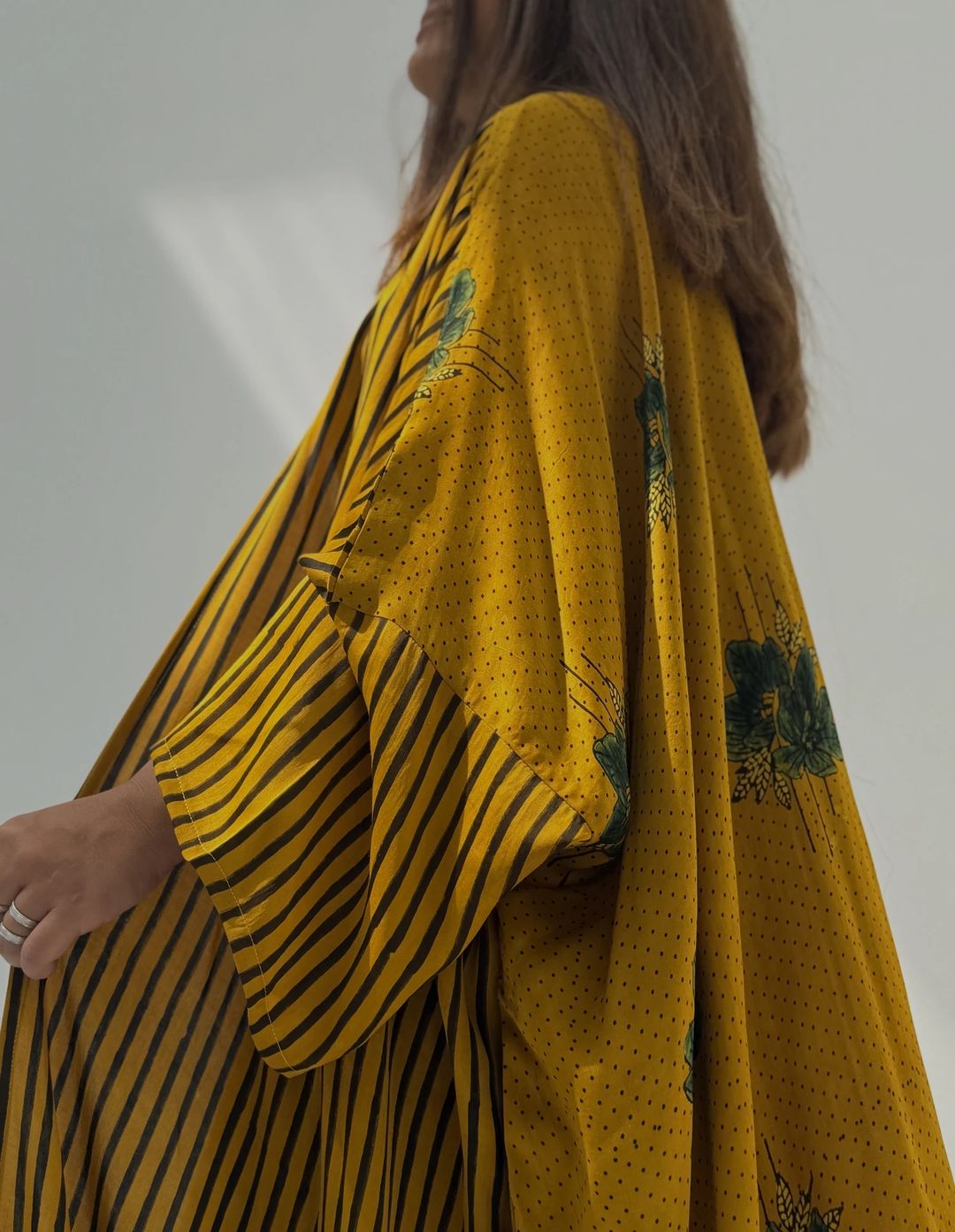 Bisht Pure Silk Handblock Abaya A15 - 12