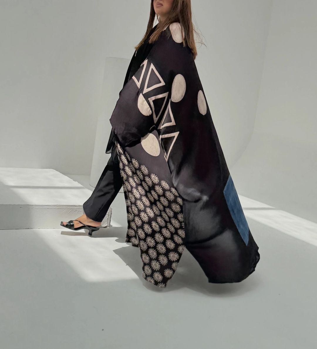 Bisht Pure Silk Handblock Abaya A11 - 5