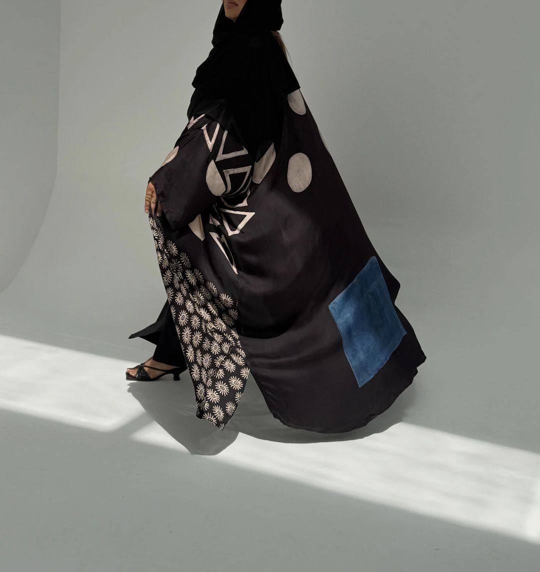 Bisht Pure Silk Handblock Abaya A11 - 7