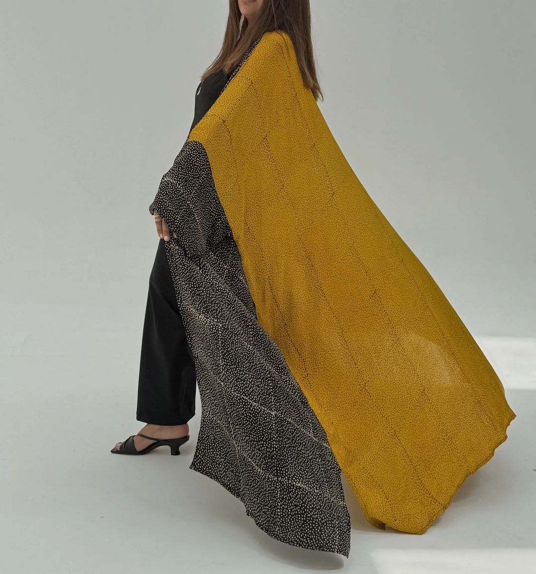 Bisht Pure Silk Handblock Abaya A13 - 3