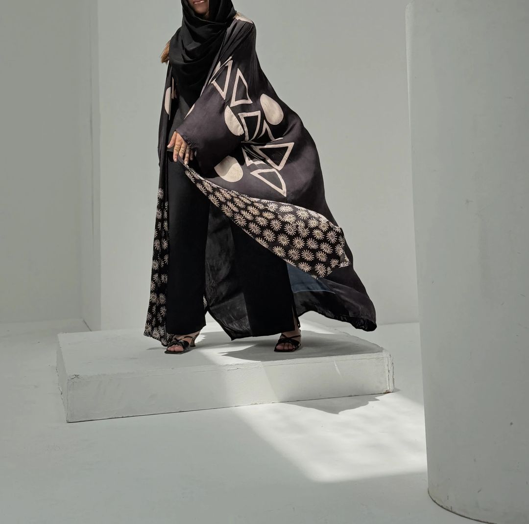 Bisht Pure Silk Handblock Abaya A11 - 8