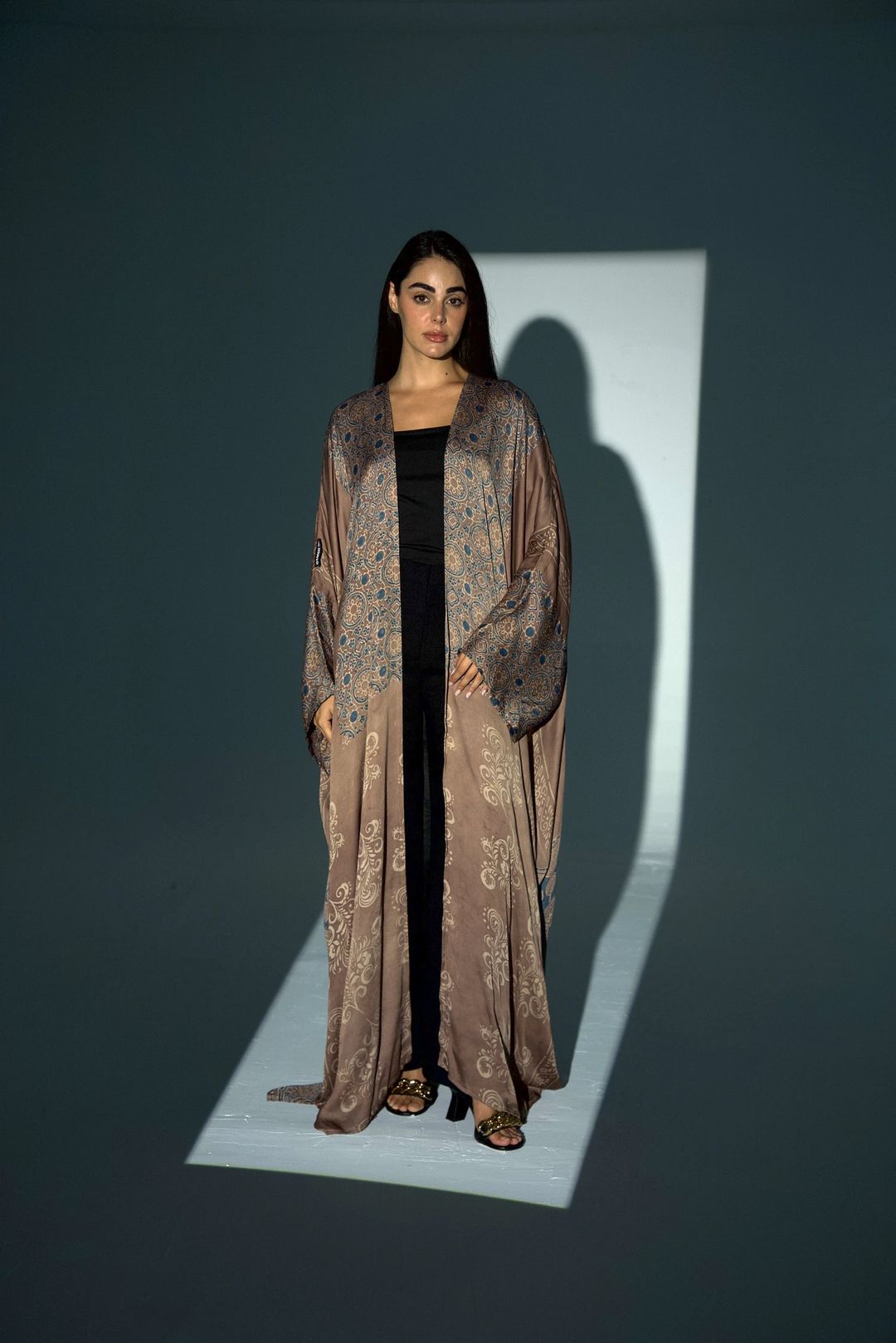 Bisht Pure Silk Handblock Abaya A21 - 10