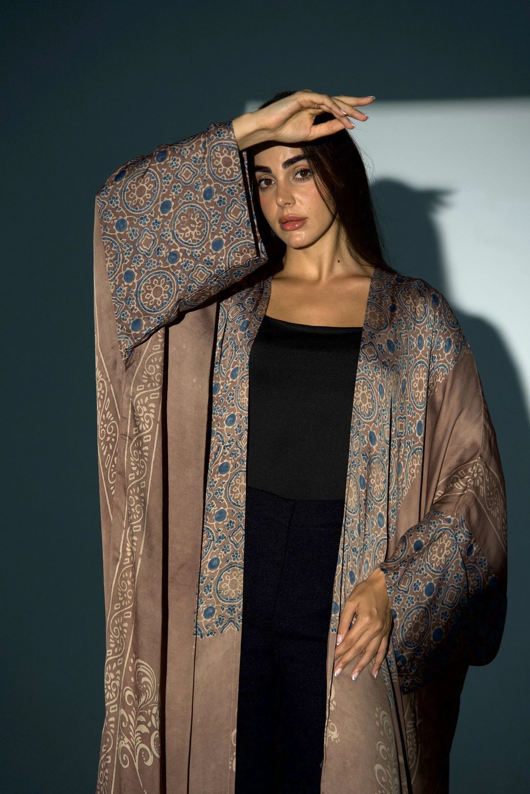 Bisht Pure Silk Handblock Abaya A21 - 7