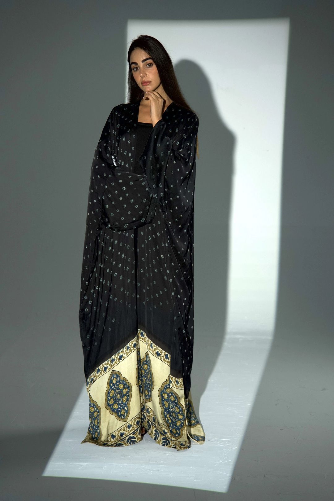 Bisht Pure Silk Handblock Abaya A31 - 4