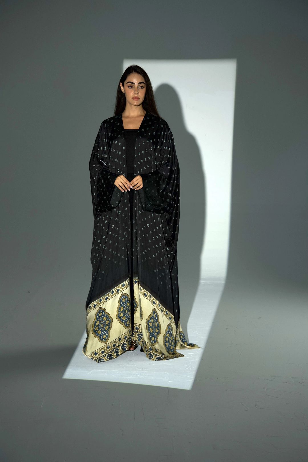 Bisht Pure Silk Handblock Abaya A31 - 9