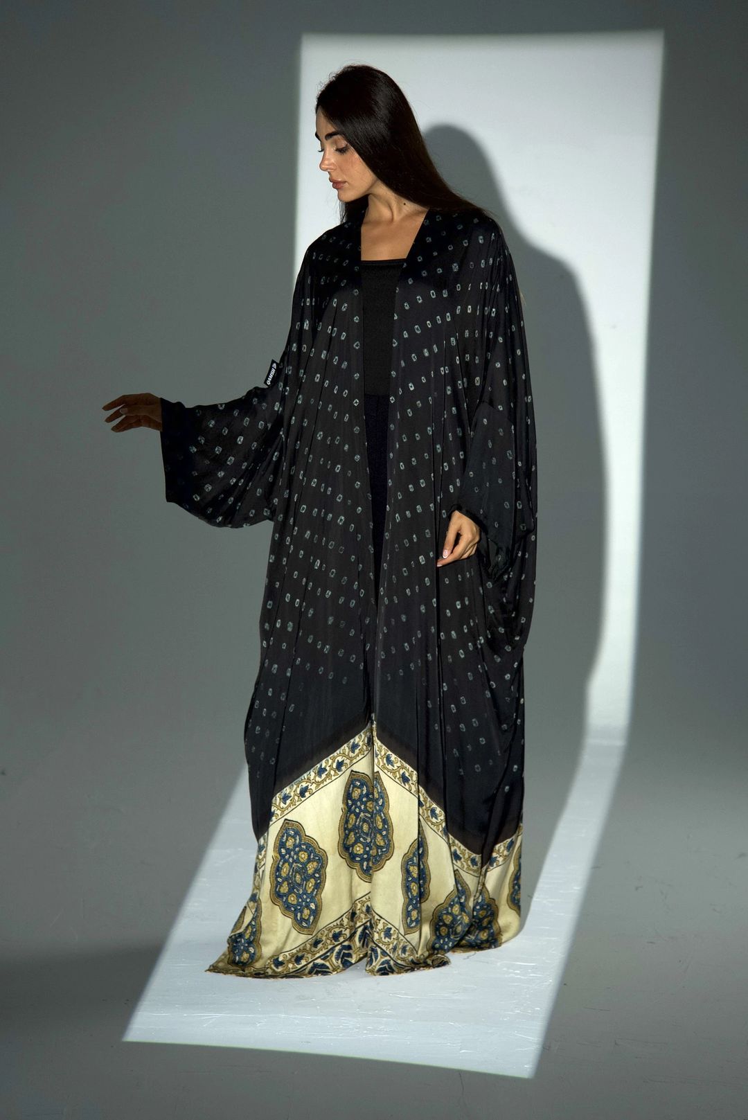 Bisht Pure Silk Handblock Abaya A31 - 11