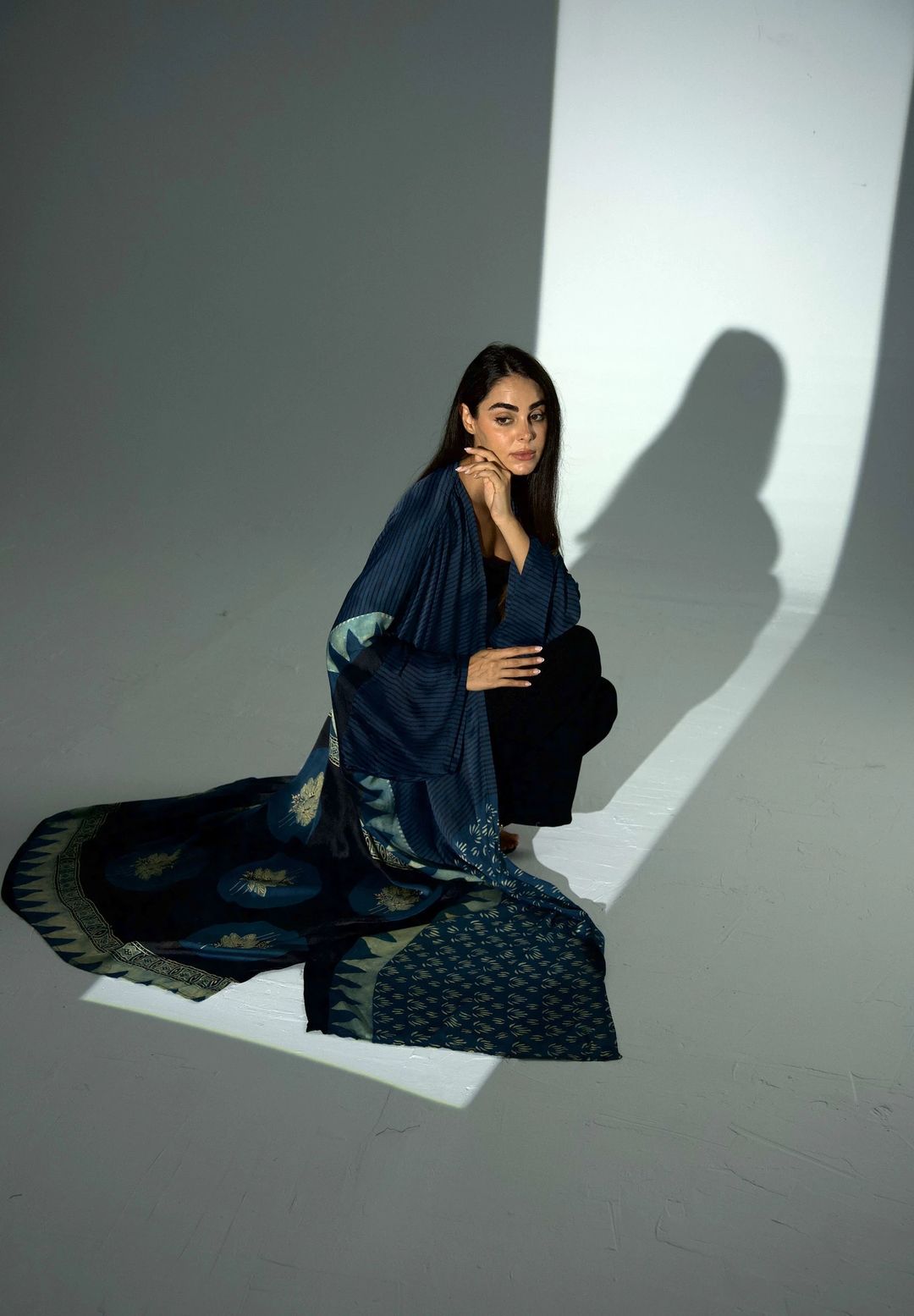 Bisht Pure Silk Handblock Abaya A33 - 2