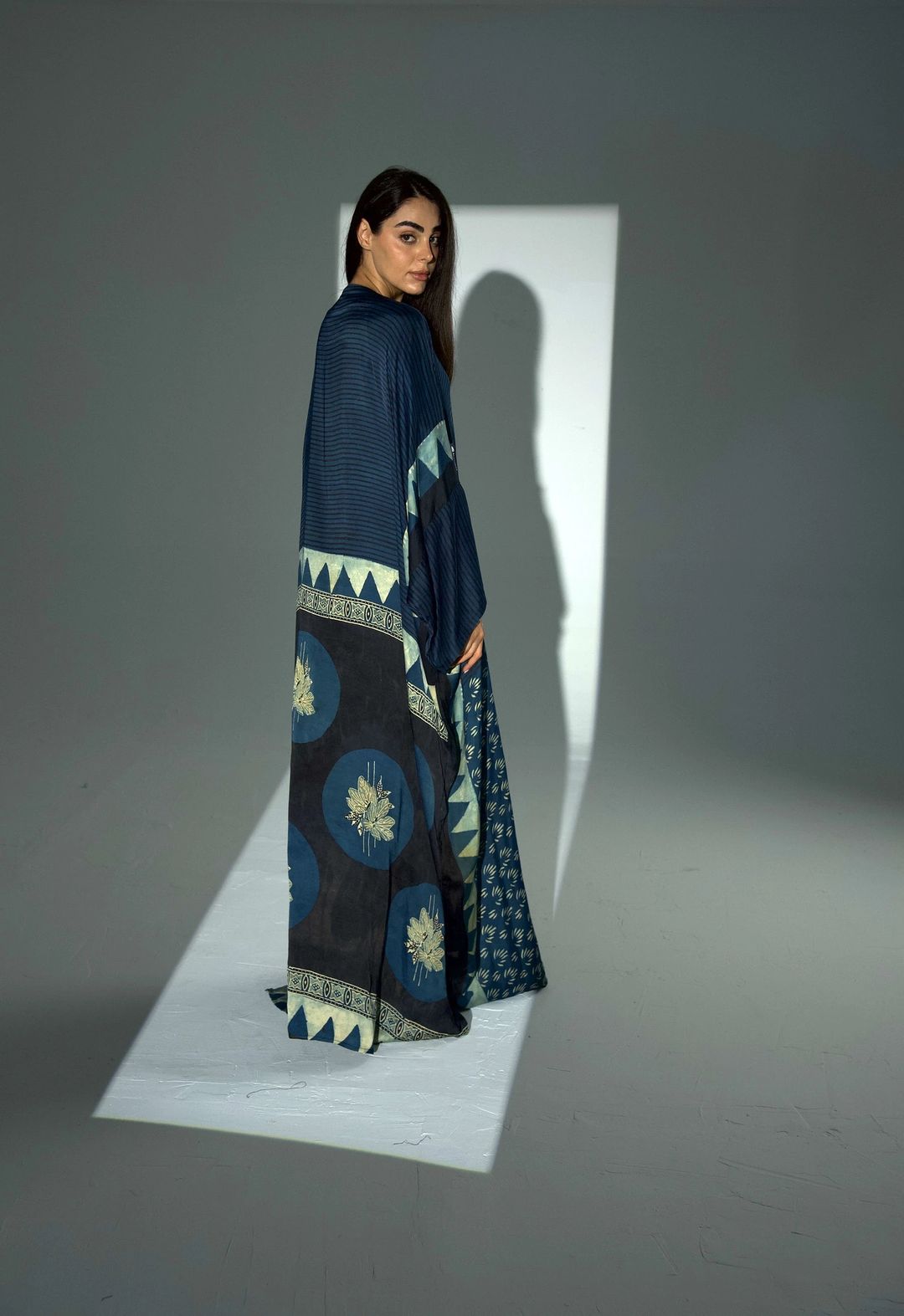 Bisht Pure Silk Handblock Abaya A33 - 5