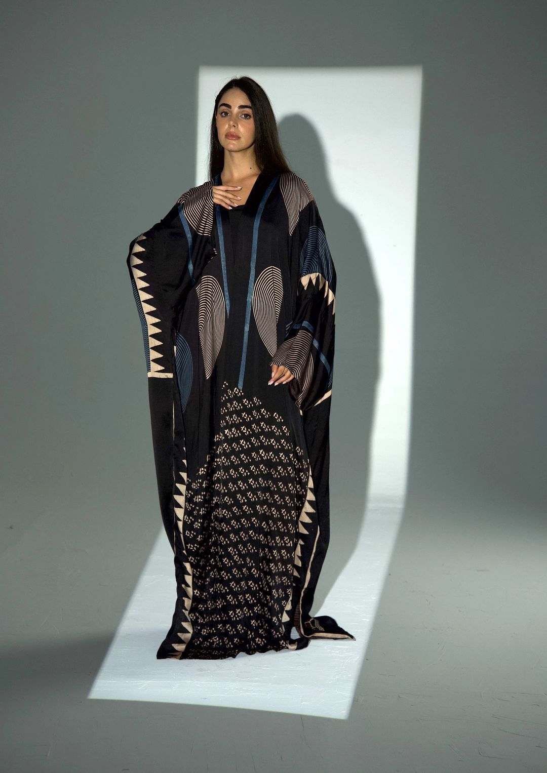 Bisht Pure Silk Handblock Abaya A34 - 6