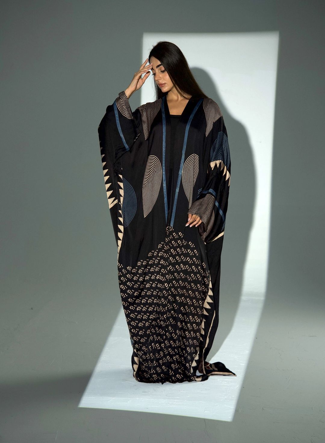 Bisht Pure Silk Handblock Abaya A34 - 9