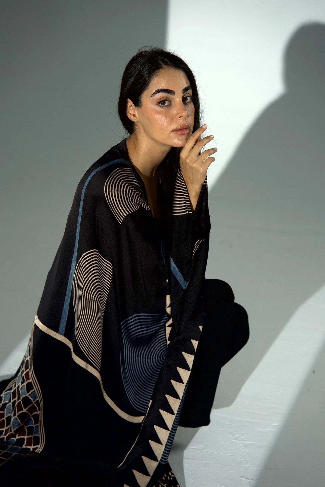 Bisht Pure Silk Handblock Abaya A34 - 14