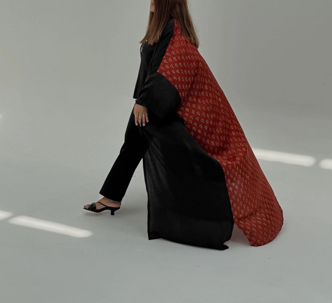 Bisht Pure Silk Handblock Abaya A19 - 2