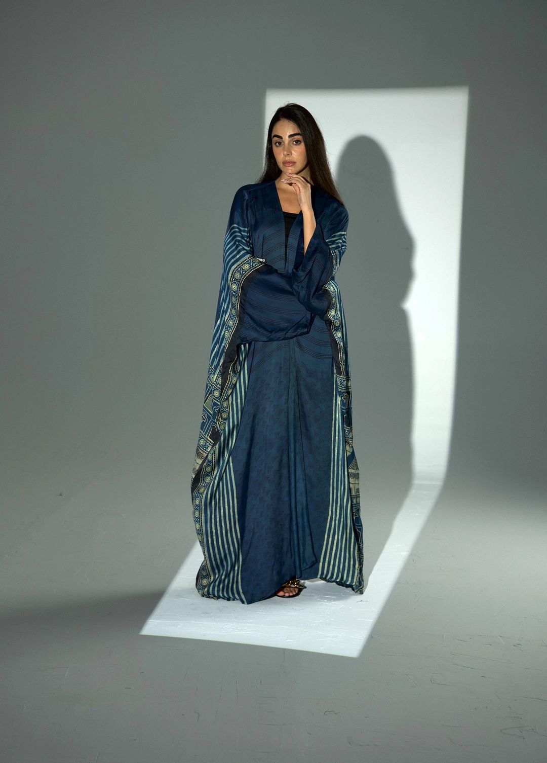 Bisht Pure Silk Handblock Abaya A39 - 7