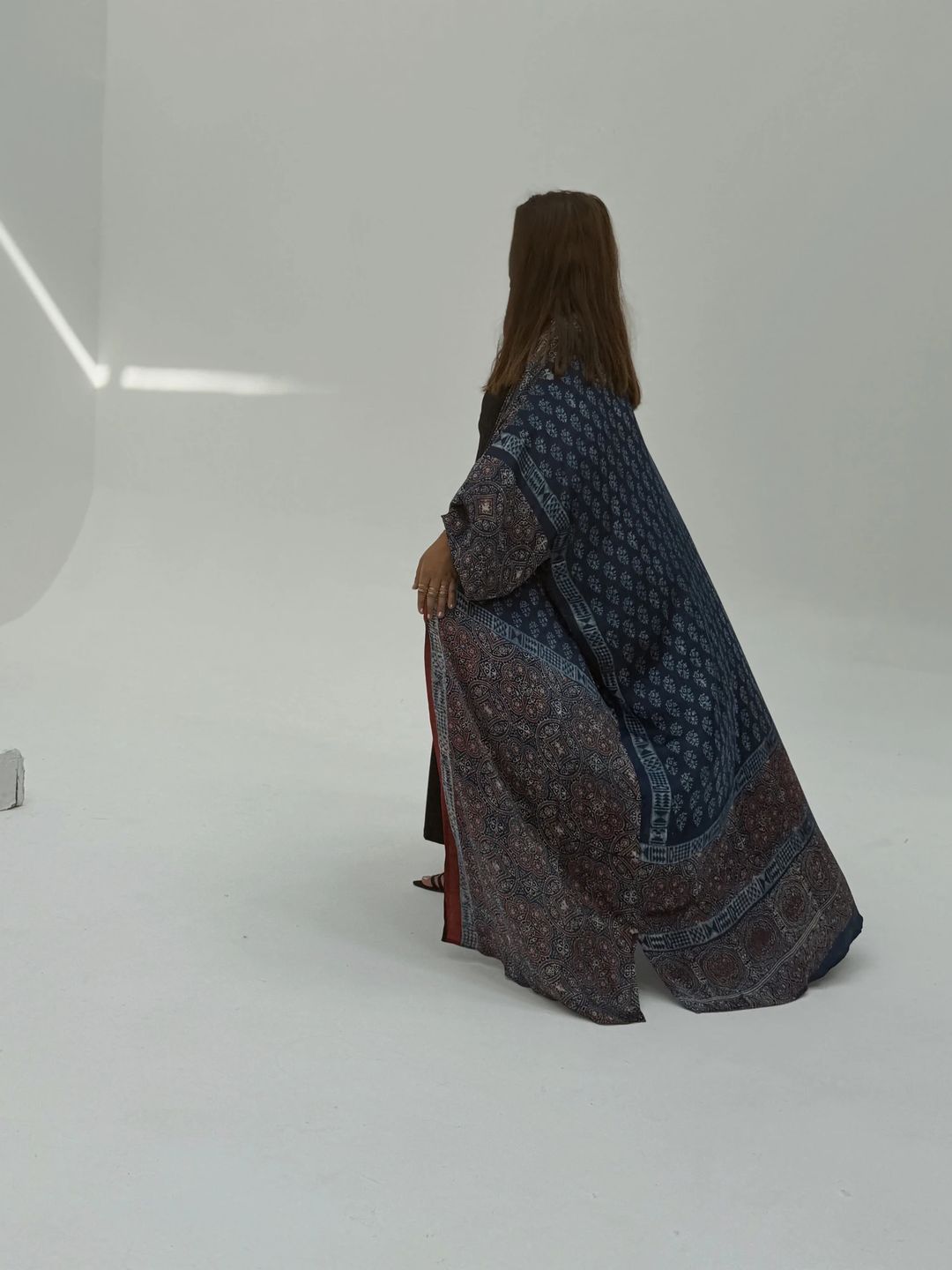 Bisht Pure Silk Handblock Abaya A4 - 11