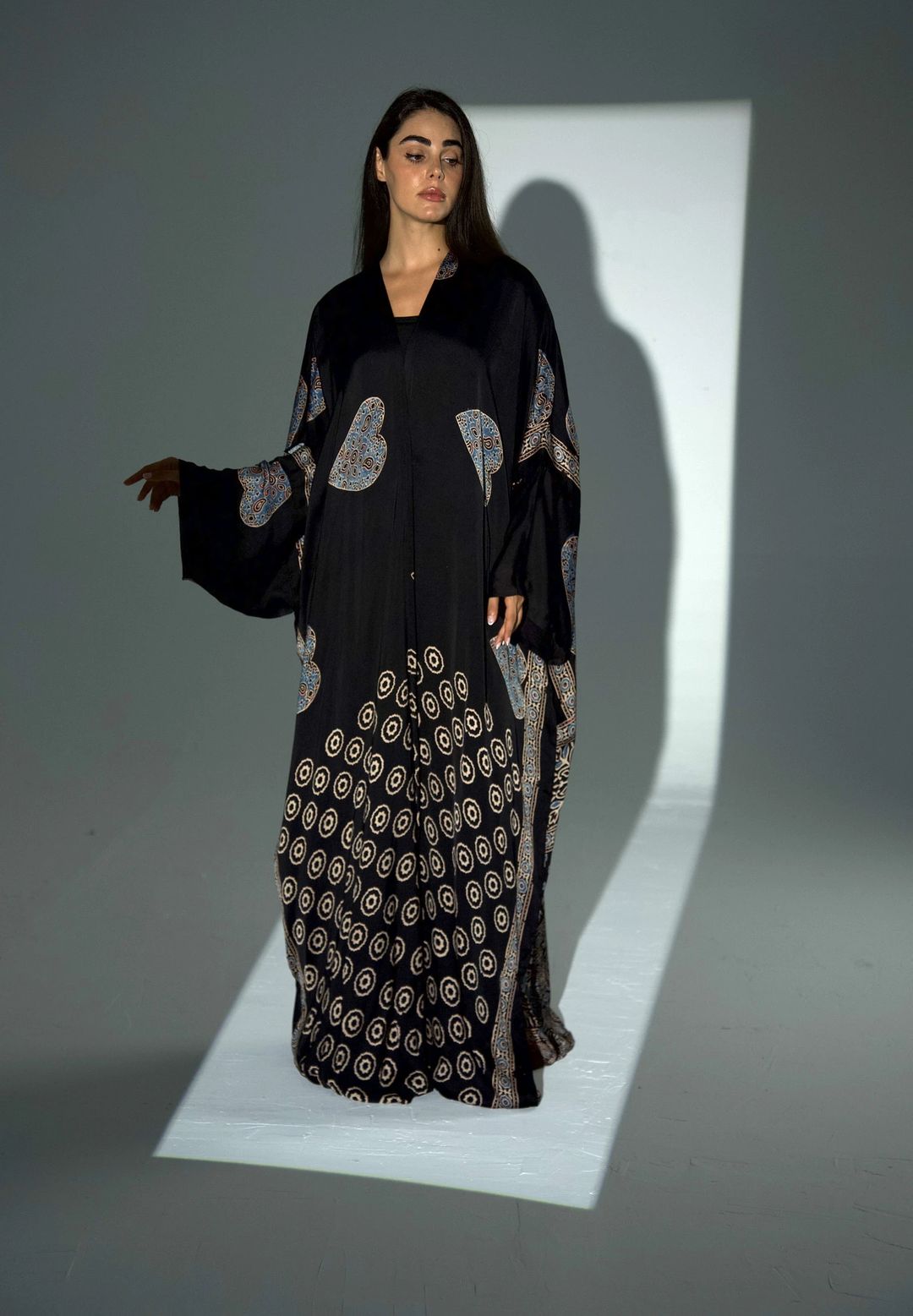 Bisht Pure Silk Handblock Abaya A29 - 5