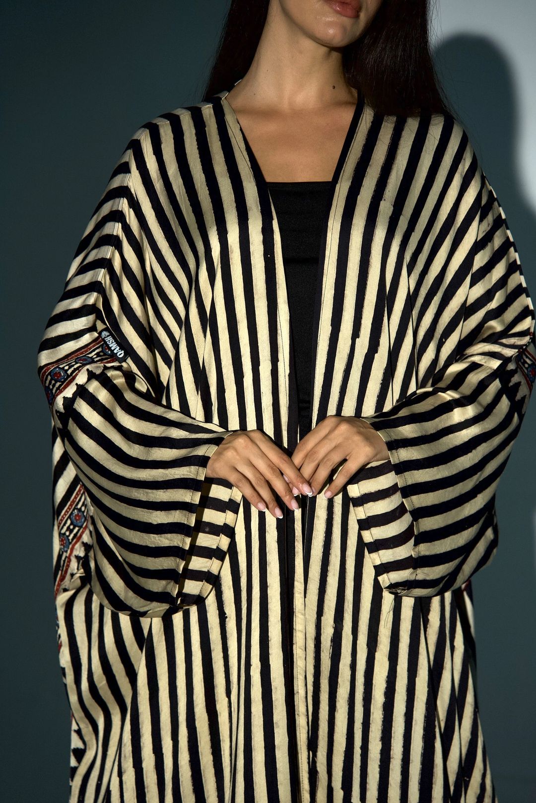 Bisht Pure Silk Handblock Abaya A22 - 7
