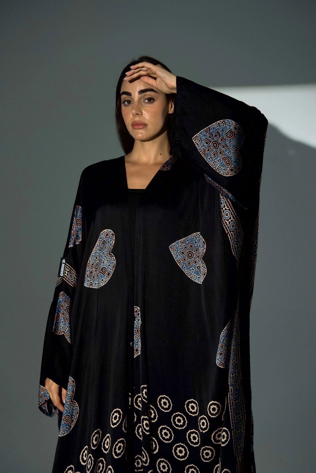 Bisht Pure Silk Handblock Abaya A29 - 4