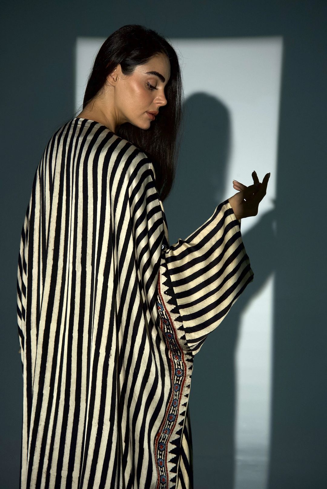 Bisht Pure Silk Handblock Abaya A22 - 10
