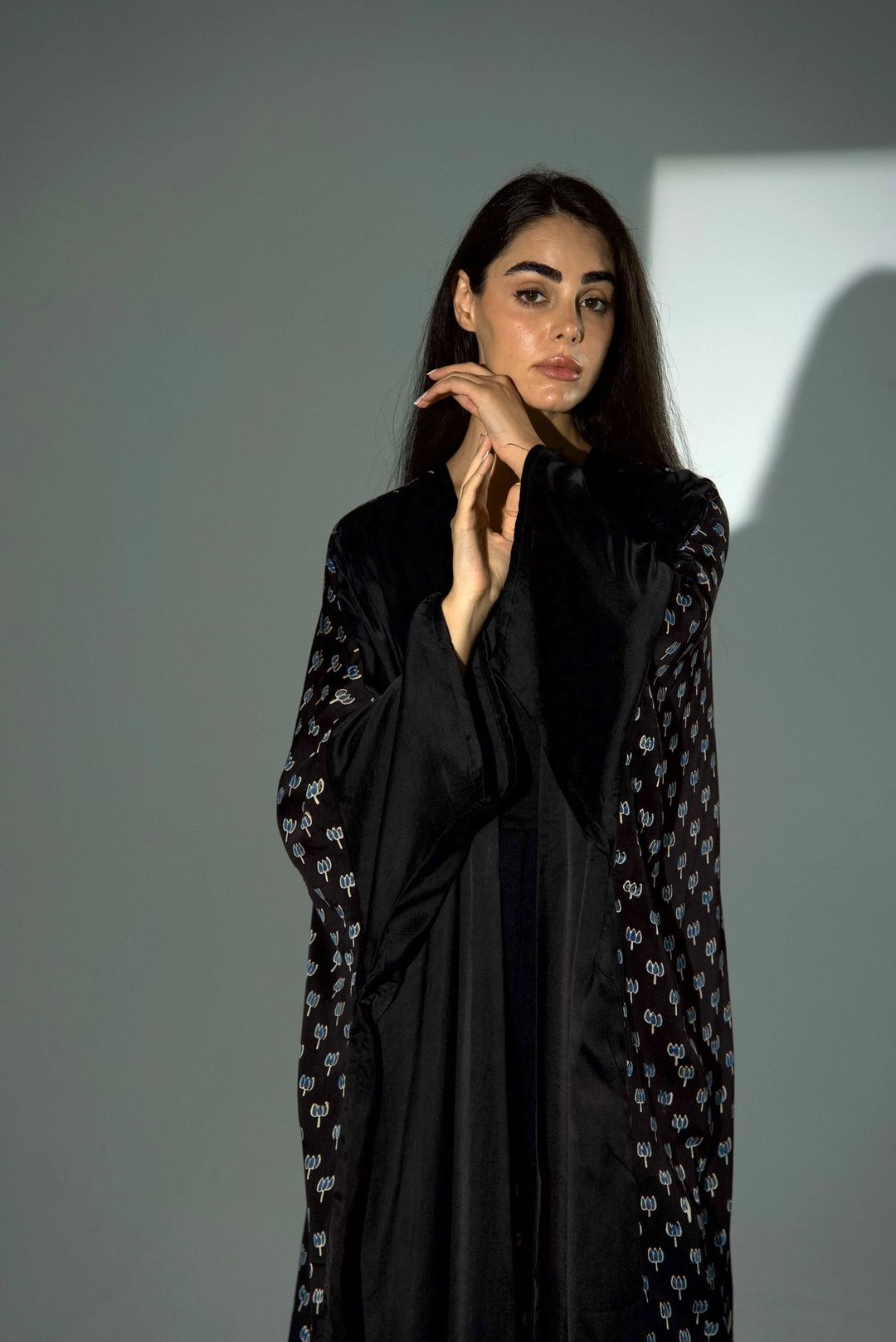 Bisht Pure Silk Handblock Abaya A40 - 10