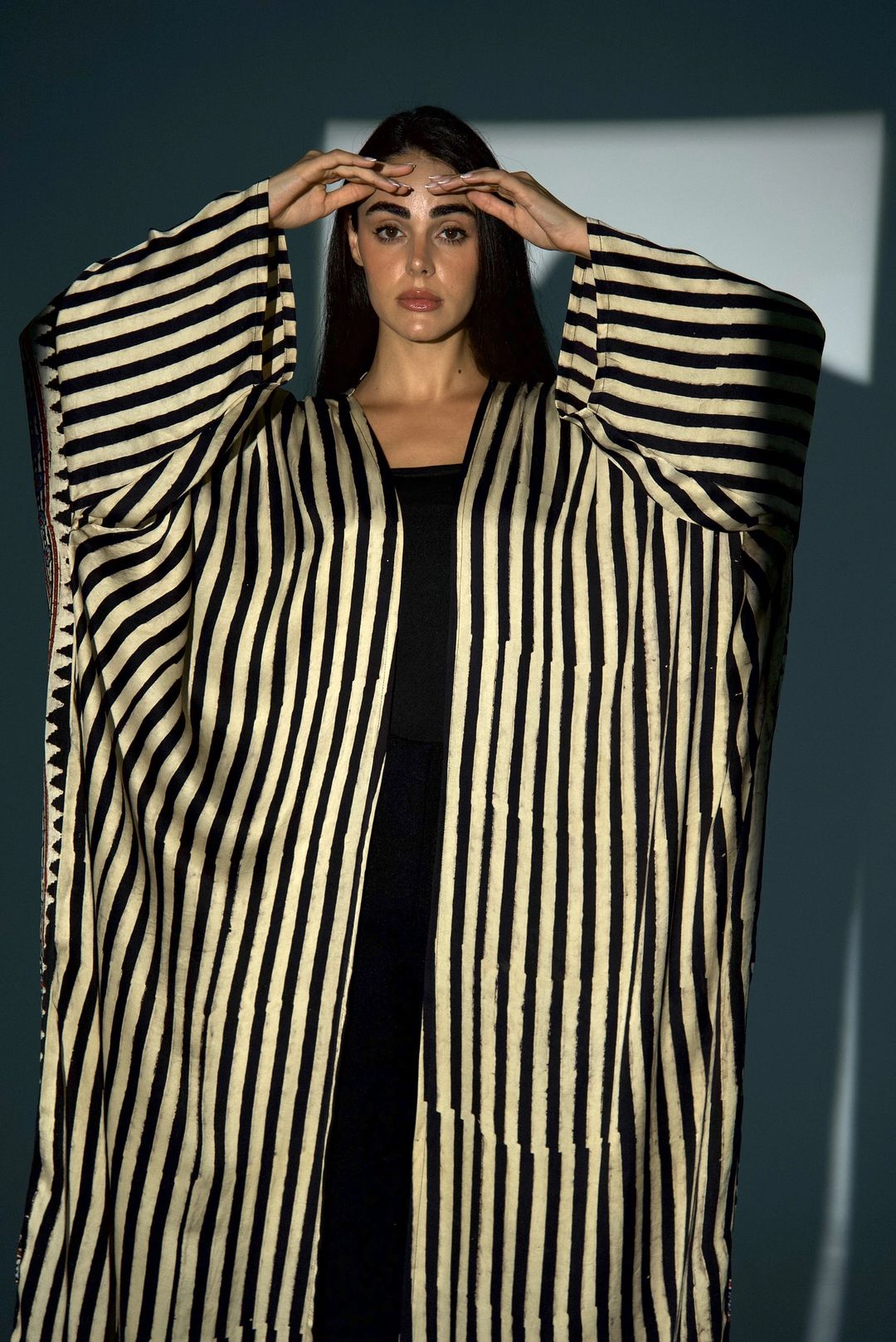 Bisht Pure Silk Handblock Abaya A22 - 14