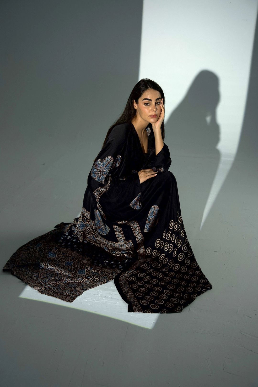 Bisht Pure Silk Handblock Abaya A29 - 10