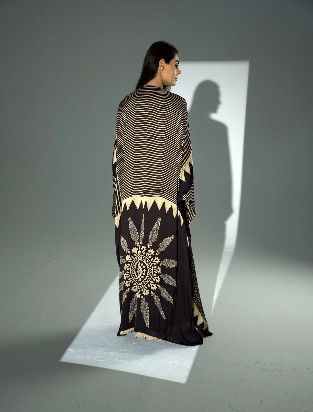Bisht Pure Silk Handblock Abaya A38 - 7