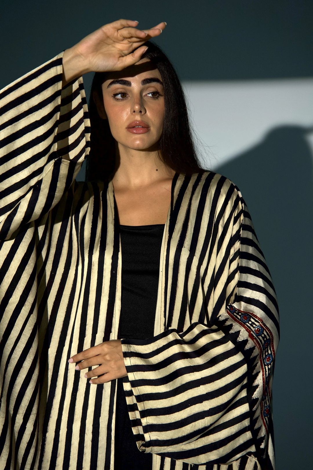 Bisht Pure Silk Handblock Abaya A22 - 11