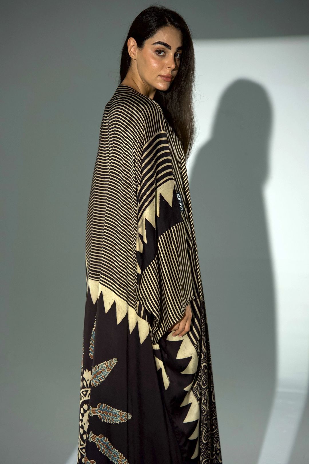 Bisht Pure Silk Handblock Abaya A38 - 9