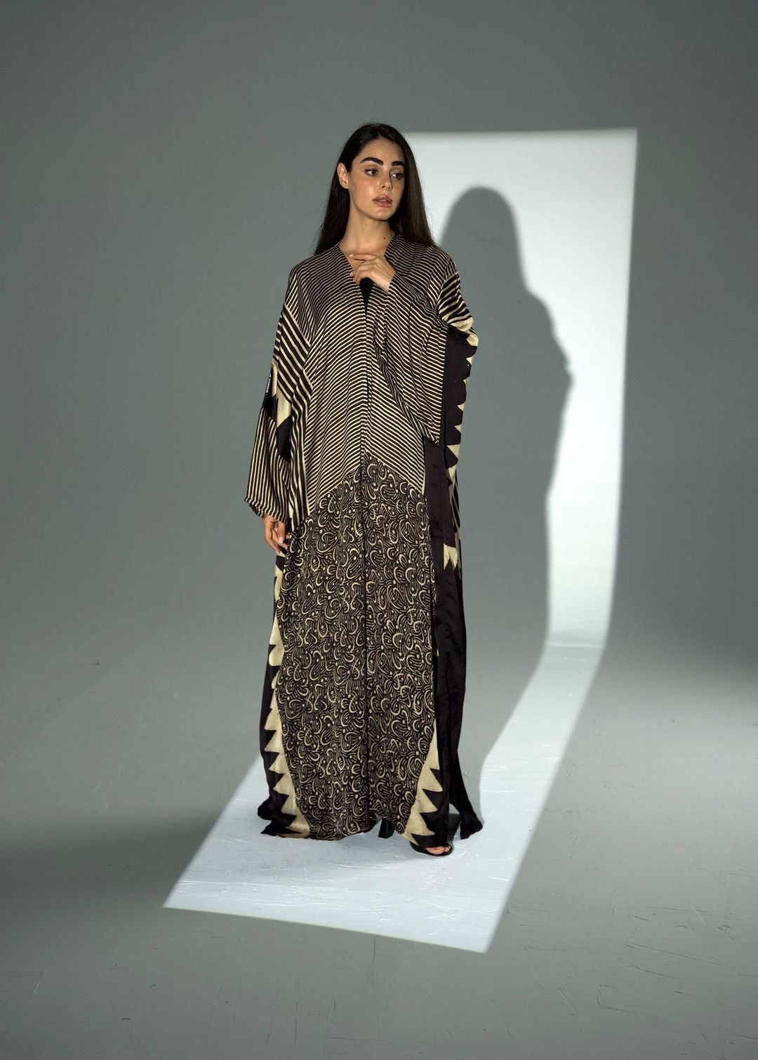 Bisht Pure Silk Handblock Abaya A38 - 15