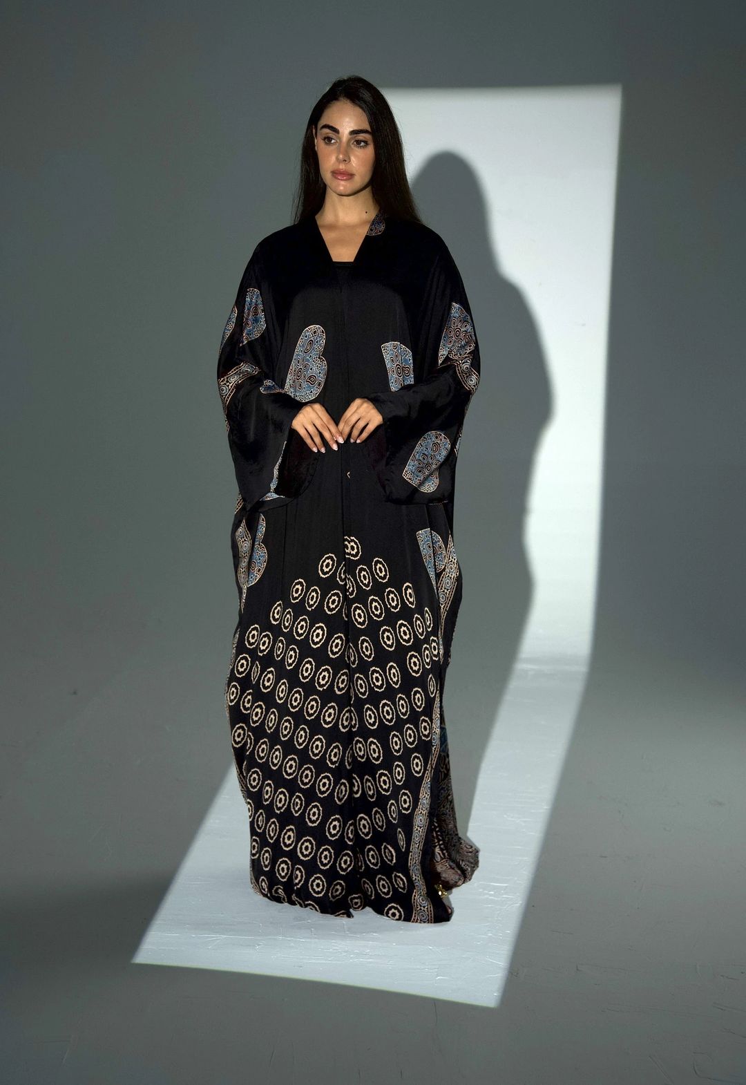 Bisht Pure Silk Handblock Abaya A29 - 13