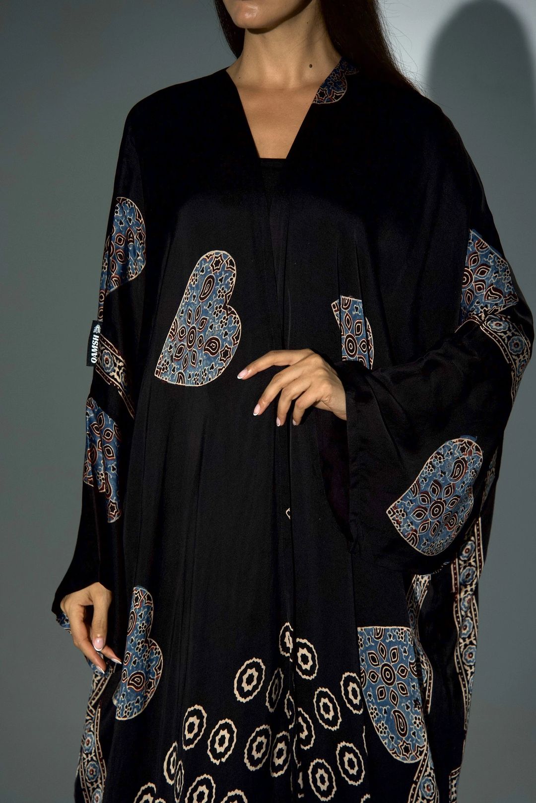 Bisht Pure Silk Handblock Abaya A29 - 15