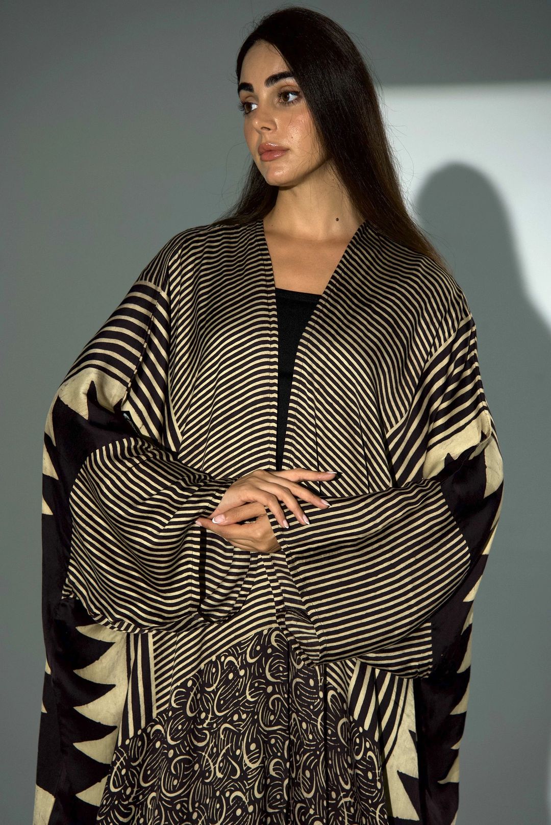 Bisht Pure Silk Handblock Abaya A38 - 12