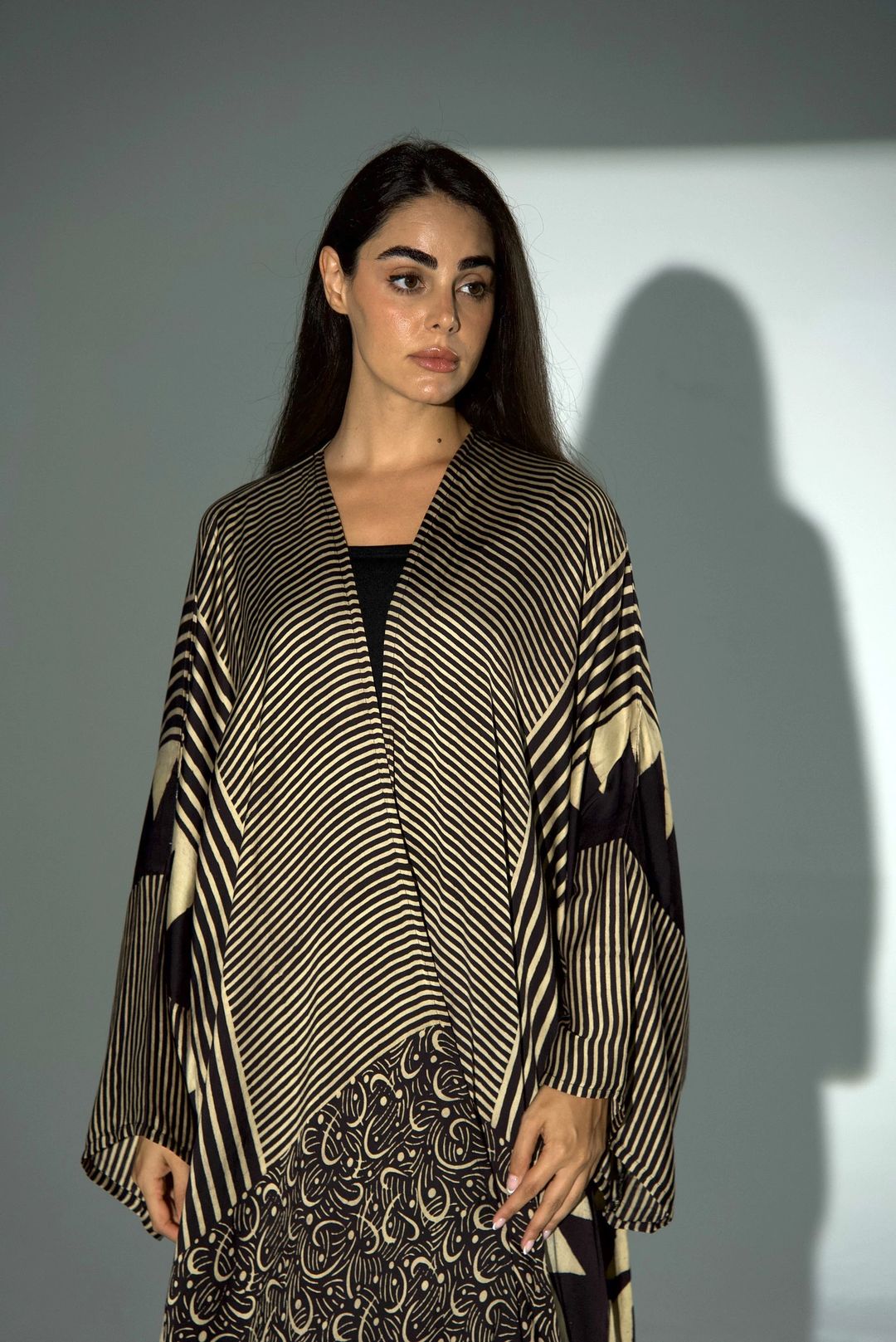 Bisht Pure Silk Handblock Abaya A38 - 16
