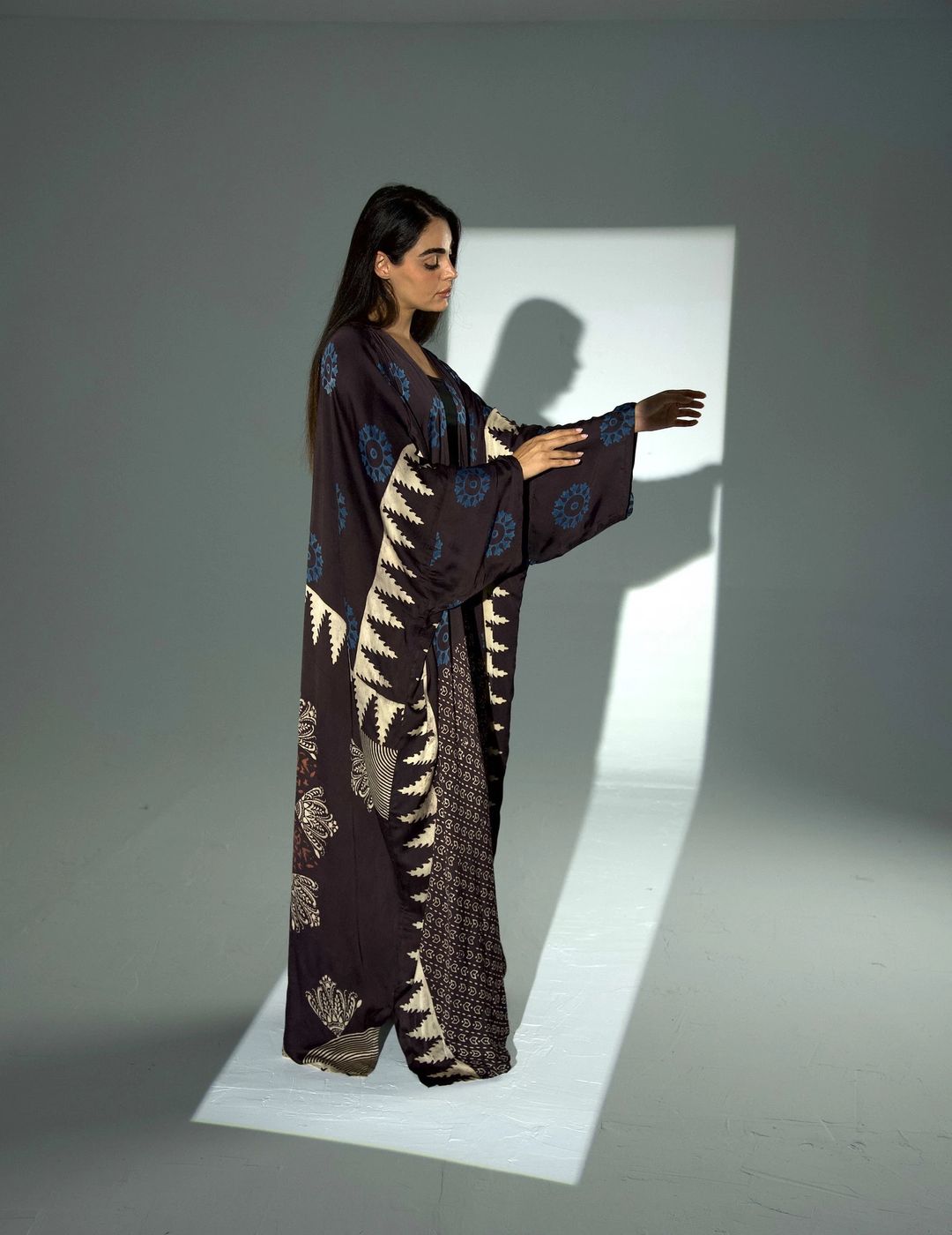 Bisht Pure Silk Handblock Abaya A35 - 3