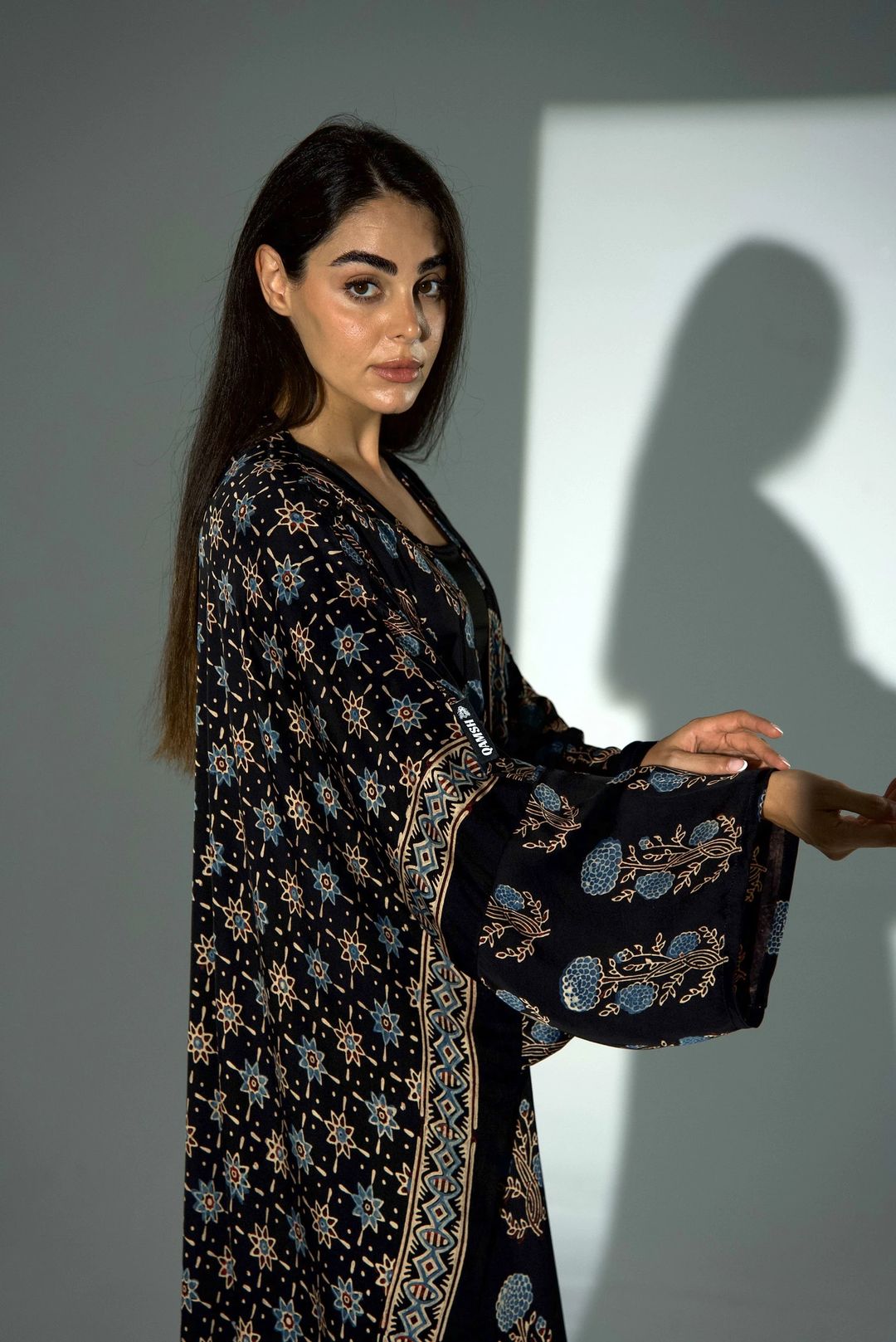 Bisht Pure Silk Handblock Abaya A36 - 8